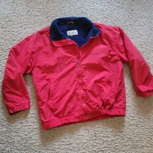 Eddie Bauer Red Fleece-Lined Zip Up Windbreaker Jacket Size Large